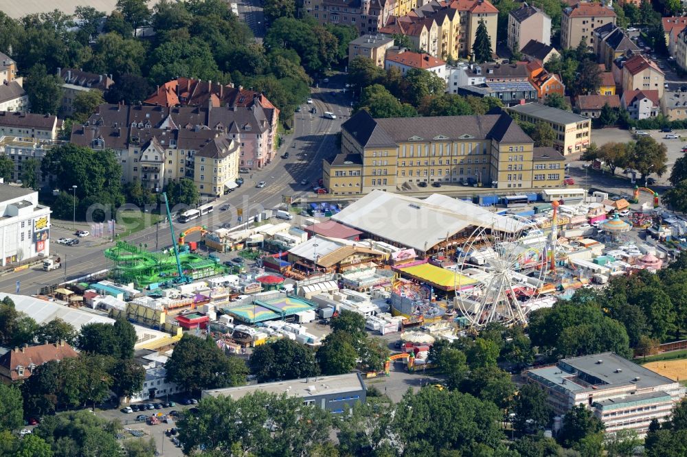 Aerial photograph Augsburg - Fair - event location at festival Augsburger Plaerrer in Augsburg in the state Bavaria