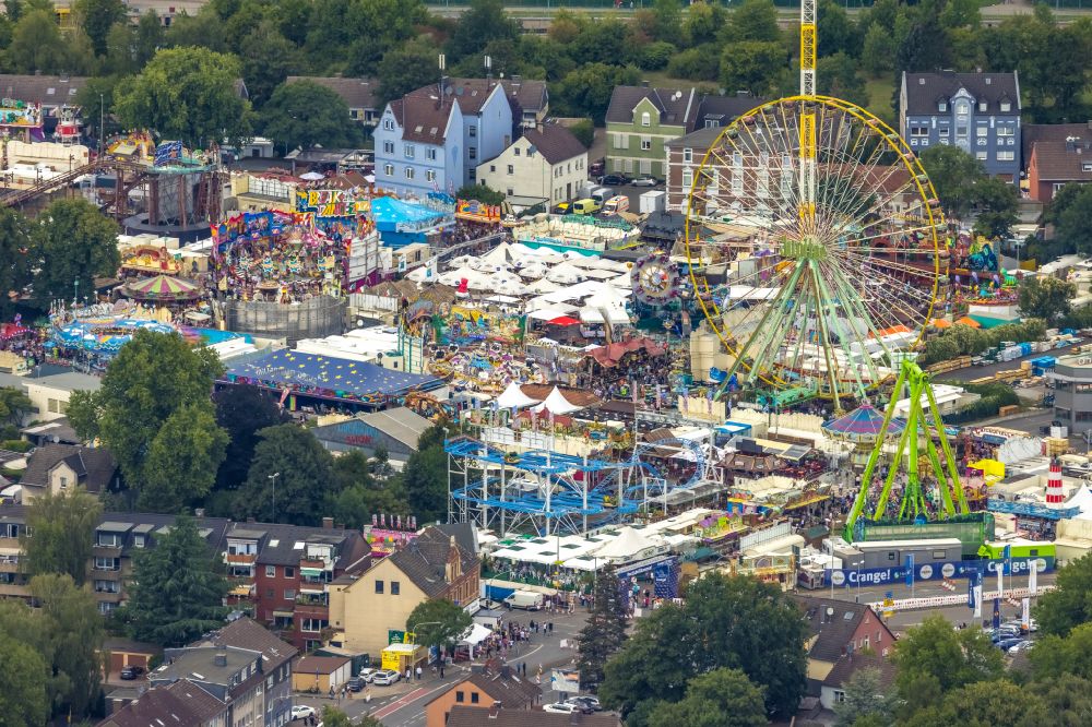 Aerial image Herne - Fair - event location at festival Cranger Kirmes in Herne at Ruhrgebiet in the state North Rhine-Westphalia