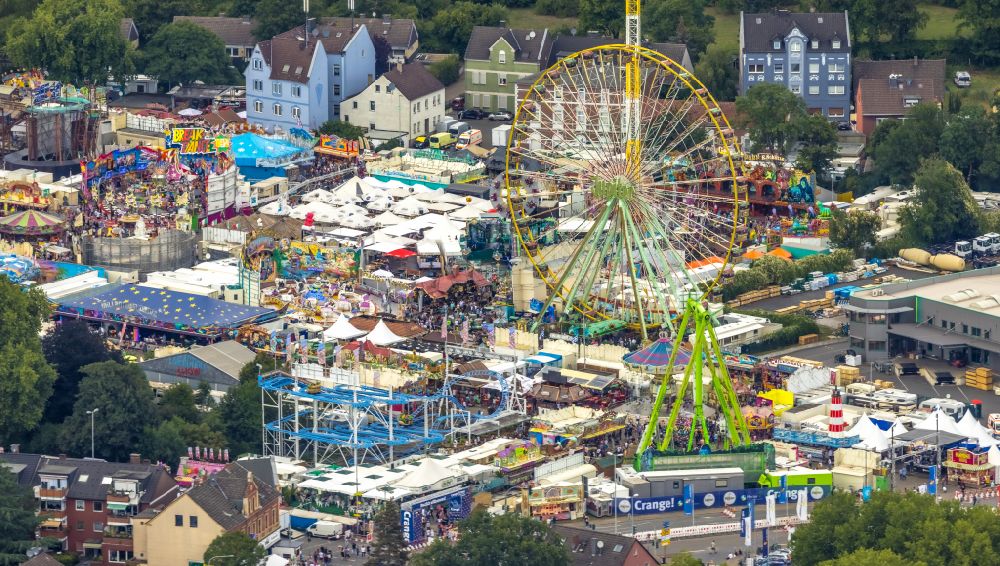 Aerial photograph Herne - Fair - event location at festival Cranger Kirmes in Herne at Ruhrgebiet in the state North Rhine-Westphalia