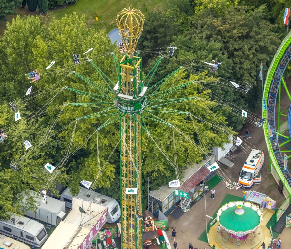 Aerial image Herne - Fair - event location at festival Cranger Kirmes in Herne at Ruhrgebiet in the state North Rhine-Westphalia