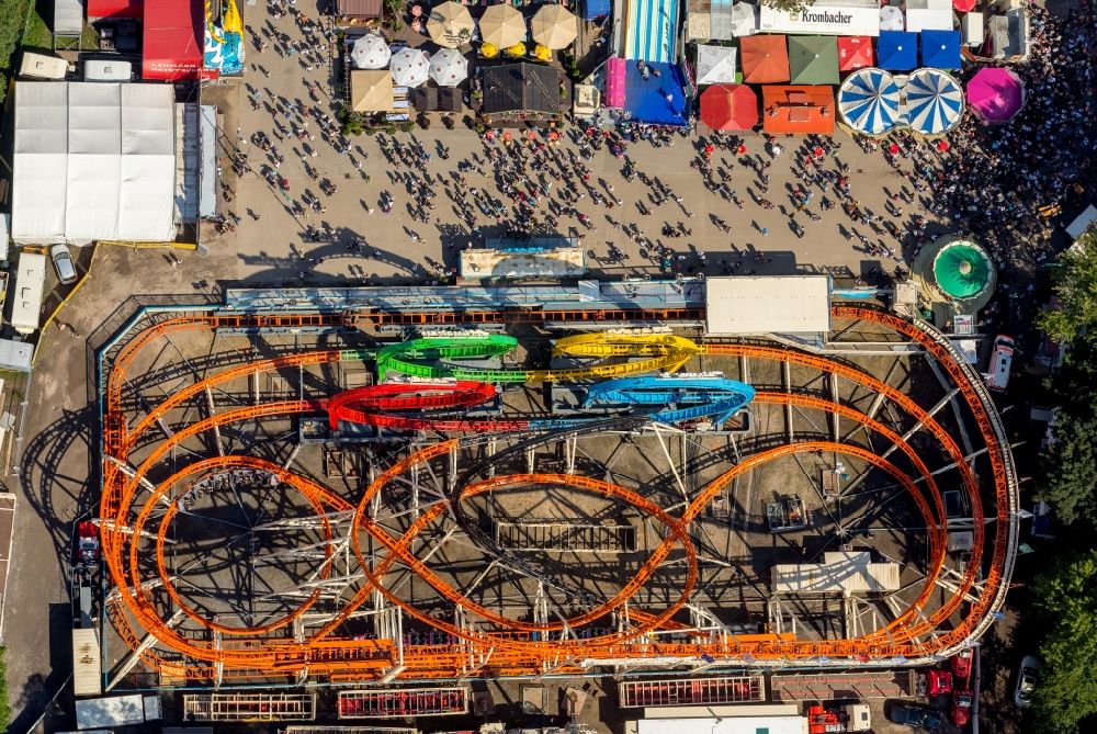 Aerial image Herne - Fair - event location at festival Cranger Kirmes in the district Cranger in Herne in the state North Rhine-Westphalia, Germany