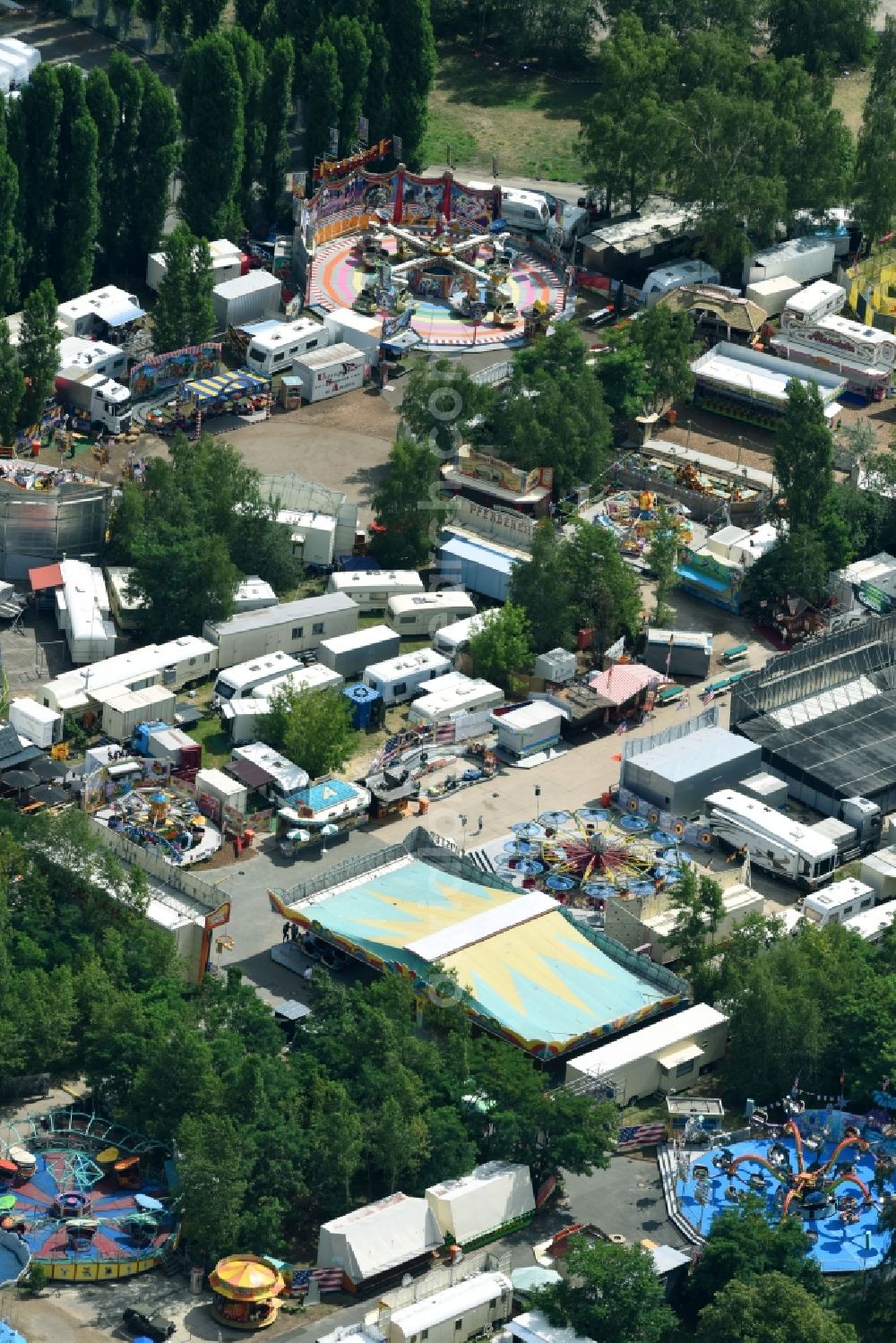 Aerial image Berlin - Fair - event location at festival in Marienpark in the district Bezirk Steglitz-Zehlendorf in Berlin, Germany