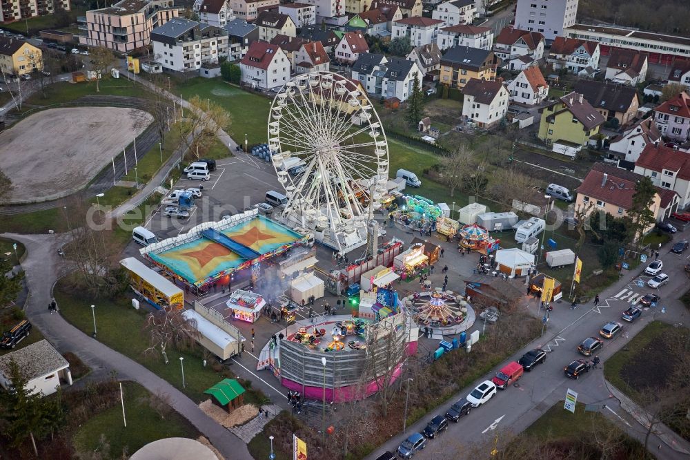 Aerial image Eltingen - Fair - event location at festival Pferdemarkt in Eltingen in the state Baden-Wuerttemberg, Germany