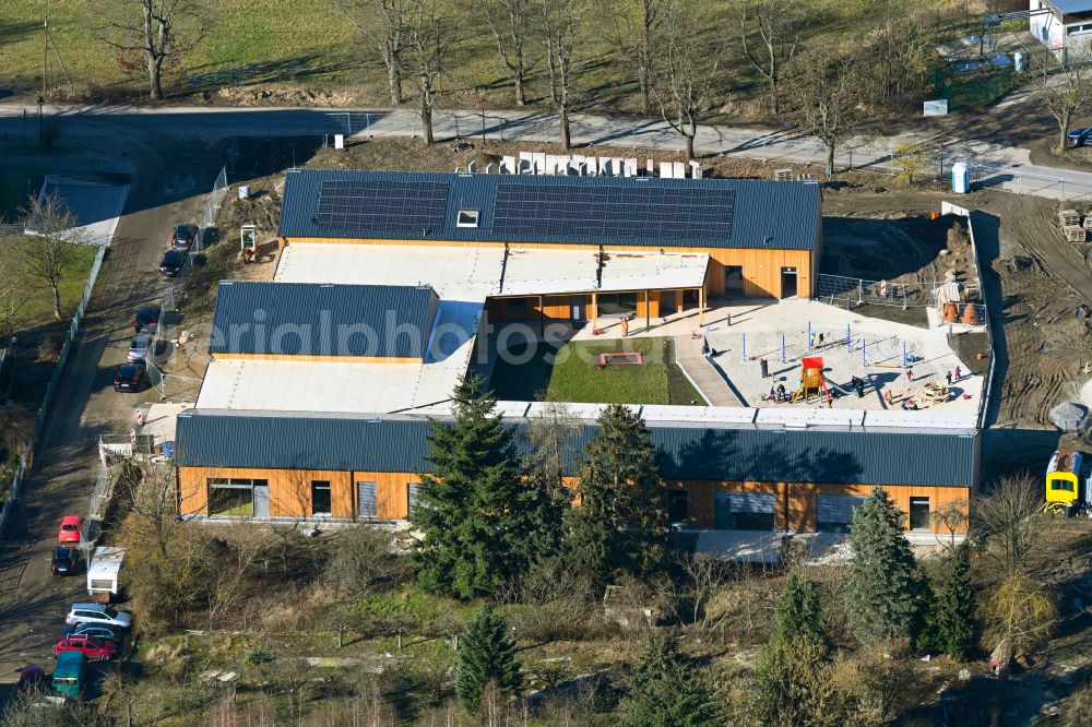 Aerial photograph Biesenthal - New construction site for the construction of a kindergarten building and Nursery school in Biesenthal in the state Brandenburg, Germany