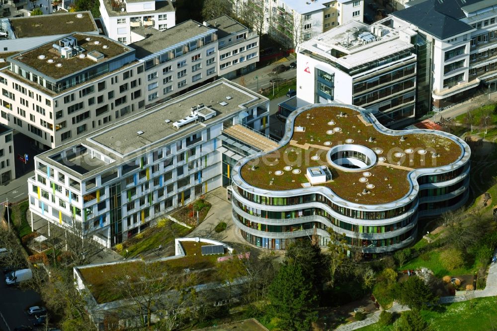 Darmstadt from the bird's eye view: Clinic grounds and buildings of the Darmstadt Children's Clinics and Alice Hospital Darmstadt on Dieburger Strasse in the district of Mathildenhoehe in Darmstadt in the state of Hesse, Germany