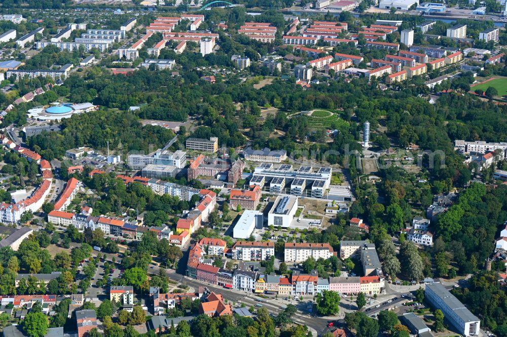 Aerial image Brandenburg an der Havel - Hospital grounds of the Clinic Staedtisches Klinikum Brandenburg GmbH on street Hochstrasse in Brandenburg an der Havel in the state Brandenburg, Germany