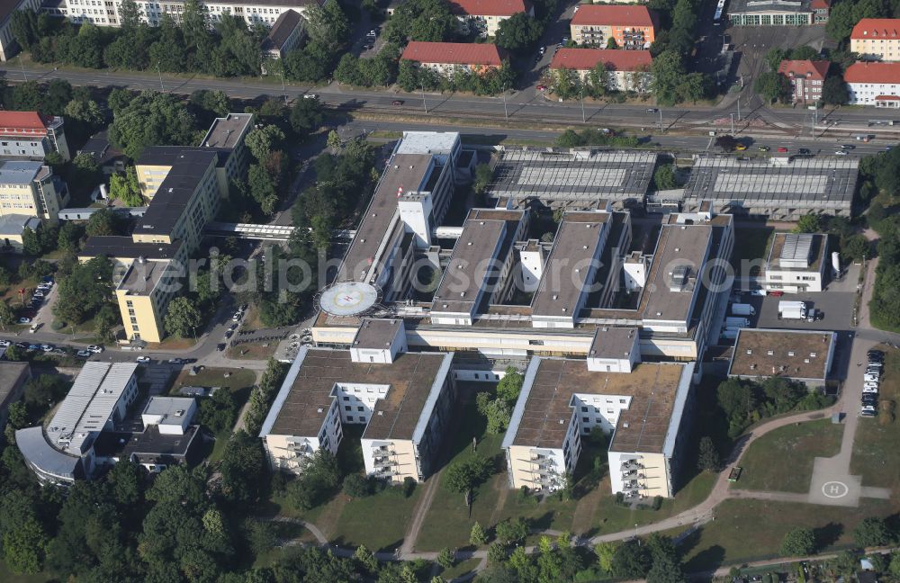 Erfurt from above - Hospital grounds of the Clinic Helios Klinikum Erfurt in the district Andreasvorstadt in Erfurt in the state Thuringia, Germany