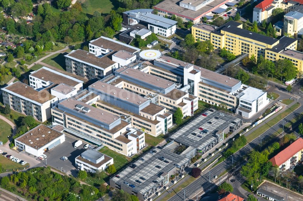 Erfurt from above - hospital grounds of the Clinic Helios Klinikum Erfurt in the district Andreasvorstadt in Erfurt in the state Thuringia, Germany