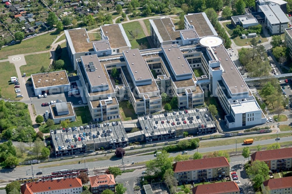 Erfurt from above - Hospital grounds of the Clinic Helios Klinikum Erfurt in the district Andreasvorstadt in Erfurt in the state Thuringia, Germany