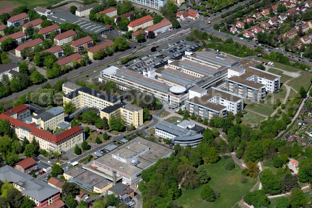 Aerial photograph Erfurt - Hospital grounds of the Clinic Helios Klinikum Erfurt in the district Andreasvorstadt in Erfurt in the state Thuringia, Germany
