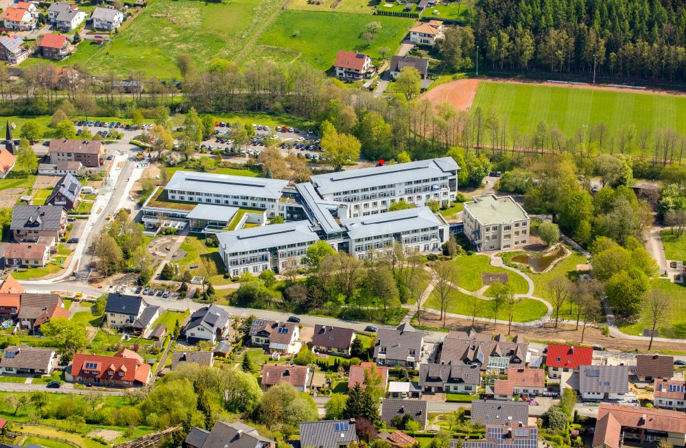 Aerial image Bad Wünnenberg - Hospital grounds of the Clinic Aatalklinik Wuennenberg - Klinik fuer Neurologische Rehabilitation in Bad Wuennenberg in the state North Rhine-Westphalia, Germany