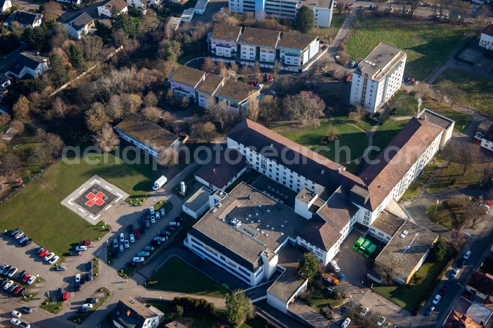 Kandel from the bird's eye view: Hospital grounds of the Clinic Asklepios Suedpfalzkliniken in Kandel in the state Rhineland-Palatinate, Germany