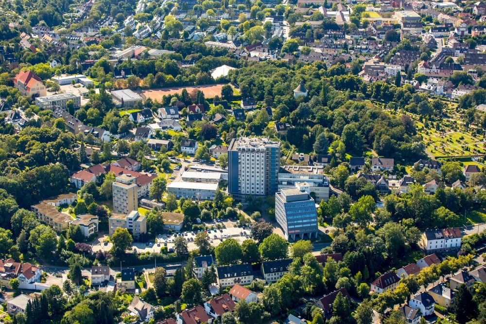 Aerial image Hattingen - Hospital grounds of the Clinic Augusta-Kranken-Anstalt gGmbH on street Bredenscheider Strasse in Hattingen at Ruhrgebiet in the state North Rhine-Westphalia, Germany