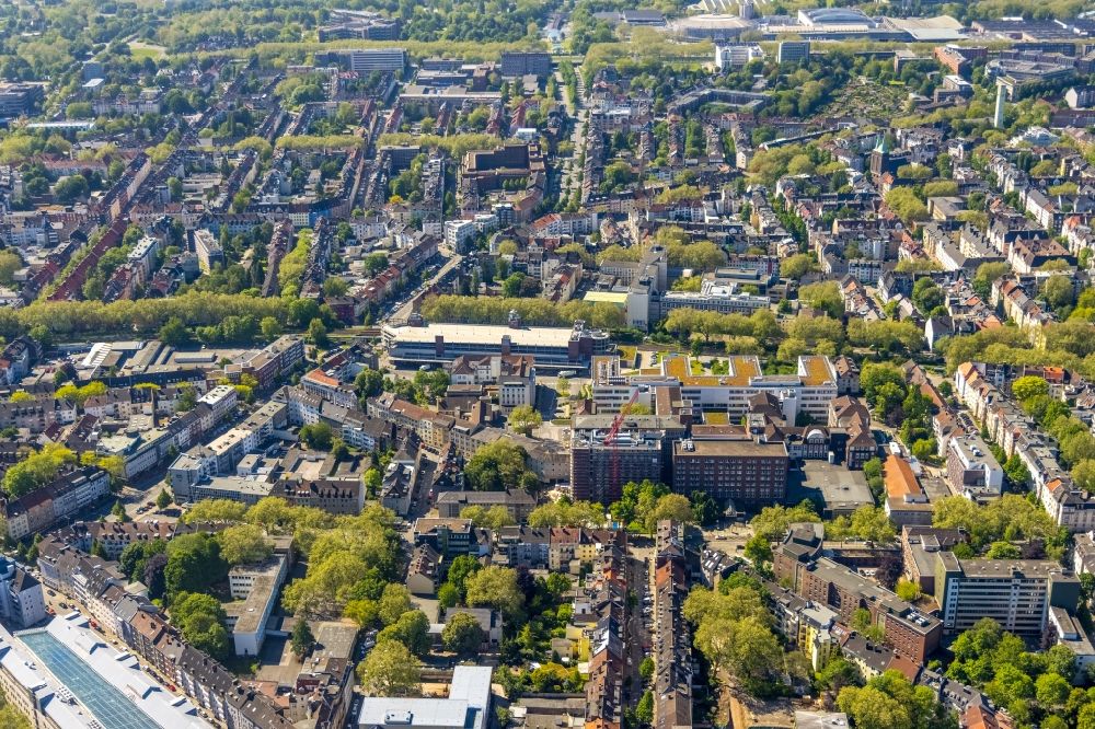 Dortmund from the bird's eye view: Hospital grounds of the Clinic on Beurhausstrasse in the district Cityring-West in Dortmund at Ruhrgebiet in the state North Rhine-Westphalia, Germany