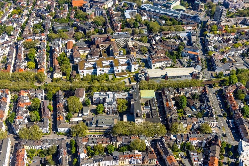 Dortmund from above - Hospital grounds of the Clinic on Beurhausstrasse in the district Cityring-West in Dortmund at Ruhrgebiet in the state North Rhine-Westphalia, Germany
