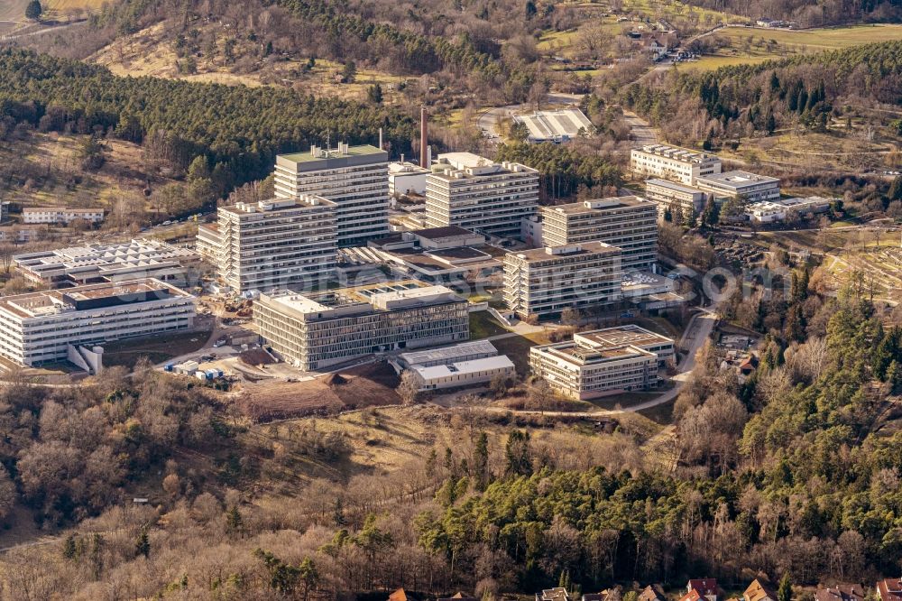 Tübingen from the bird's eye view: Hospital grounds of the Clinic Campus of Universtaetskliniken in Tuebingen in the state Baden-Wurttemberg, Germany