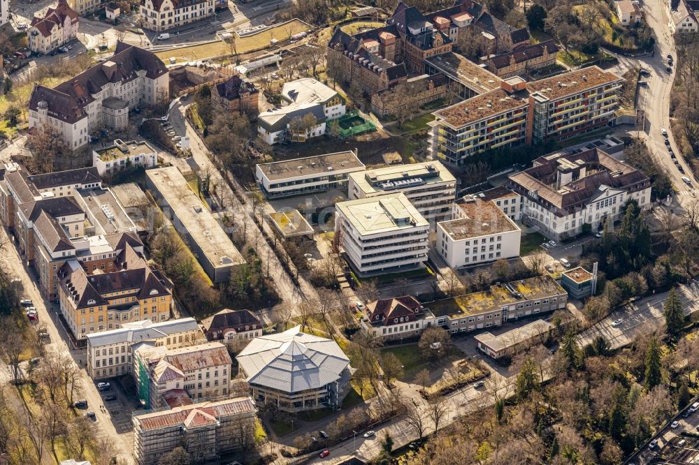 Aerial image Tübingen - Hospital grounds of the Clinic Campus of Universtaetskliniken in Tuebingen in the state Baden-Wurttemberg, Germany
