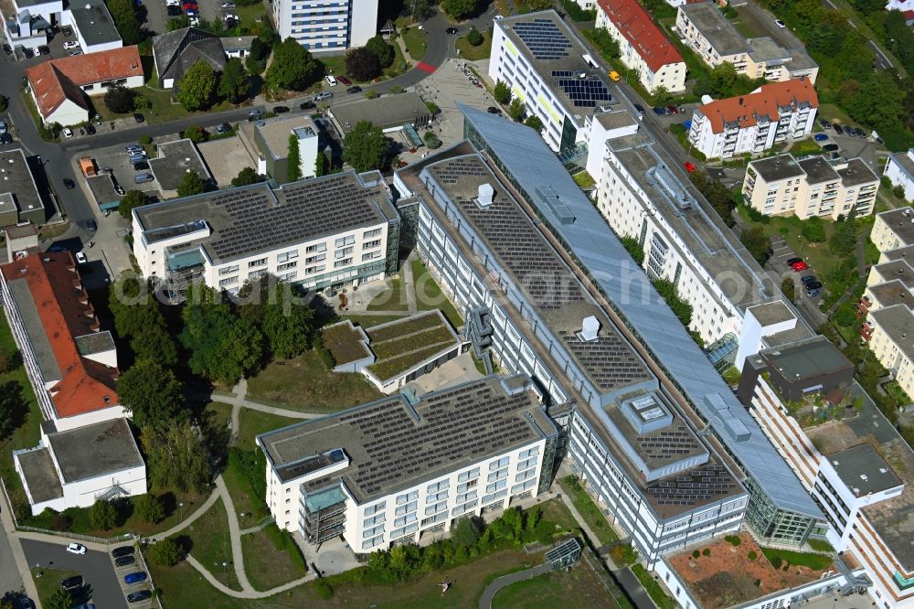 Aerial photograph Bad Mergentheim - Hospital grounds of the Clinic Caritas-Krankenhaus Bad Mergentheim at the Uhlandstrasse in Bad Mergentheim in the state Baden-Wurttemberg, Germany