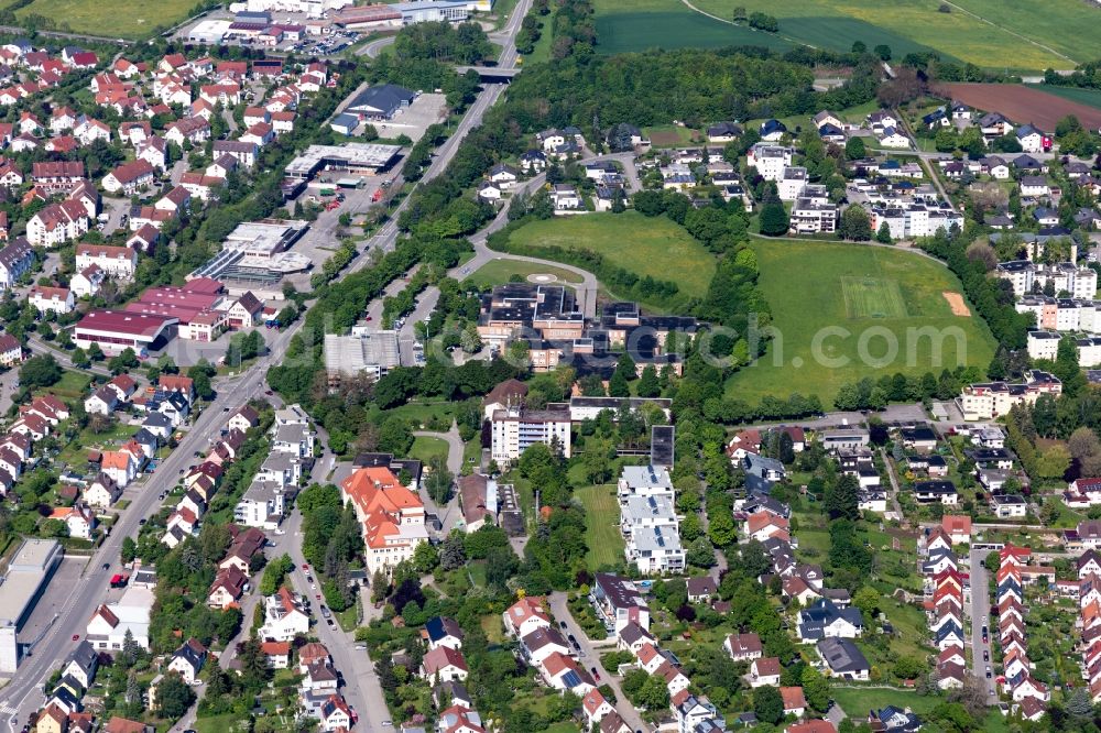 Aerial image Rottweil - Hospital grounds of the Clinic and of Dialyse-station Rottweil in Rottweil in the state Baden-Wurttemberg, Germany
