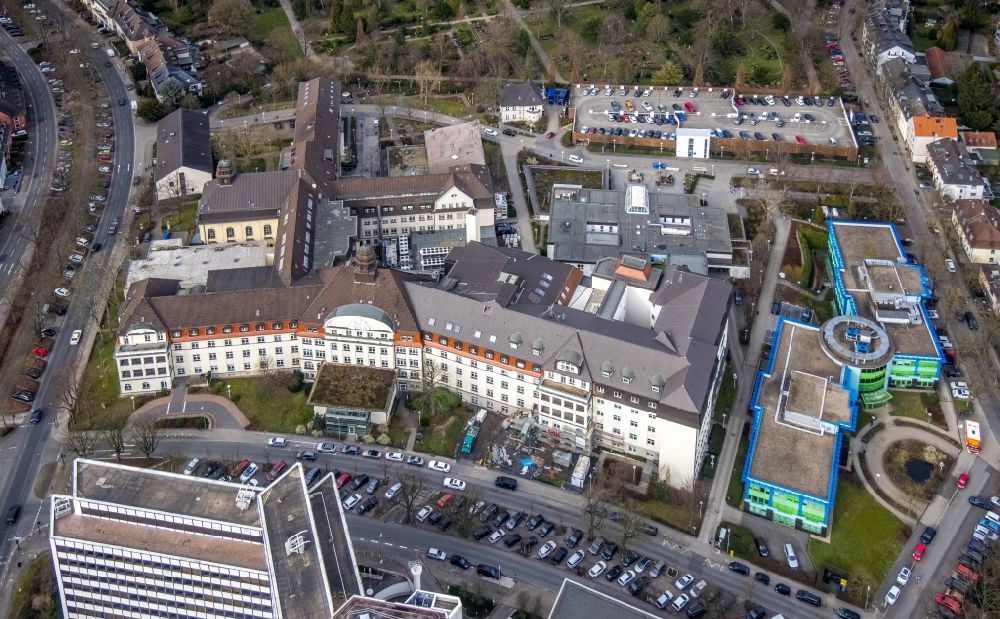 Essen from above - Hospital premises of the hospital Elisabeth Hospital Essen in Essen in the federal state of North Rhine-Westphalia, Germany