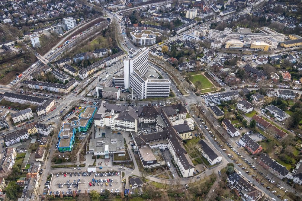 Aerial image Essen - Hospital premises of the hospital Elisabeth Hospital Essen in Essen in the federal state of North Rhine-Westphalia, Germany