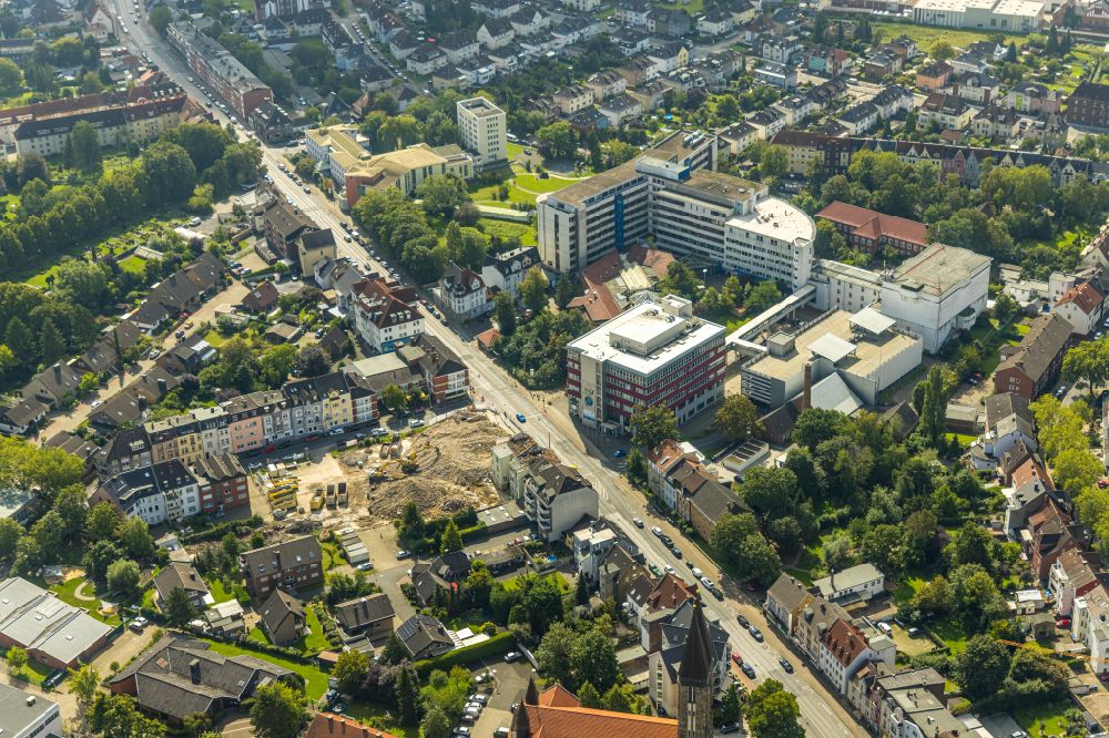 Aerial photograph Hamm - Hospital grounds of the Clinic Evangelisches Krankenhaus Hamm on street Werler Strasse in Hamm at Ruhrgebiet in the state North Rhine-Westphalia, Germany