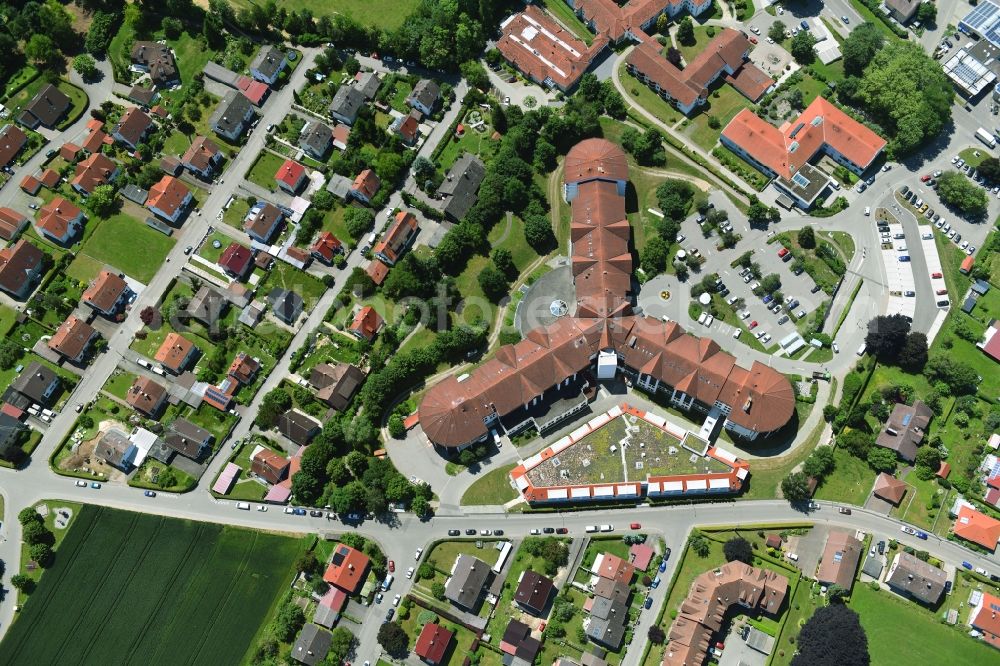 Aerial photograph Ichenhausen - Hospital grounds of the Clinic Fachklinik Ichenhausen on Krumbacher Strasse in Ichenhausen in the state Bavaria, Germany