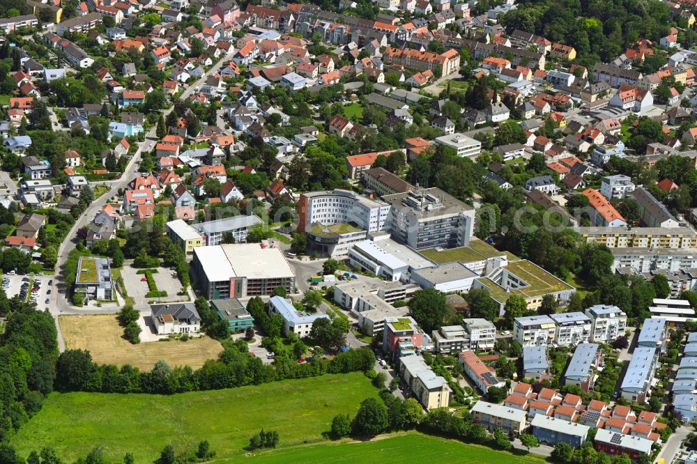Aerial image Dachau - Hospital grounds of the Clinic Helios Kliniken GmbH in Dachau in the state Bavaria, Germany