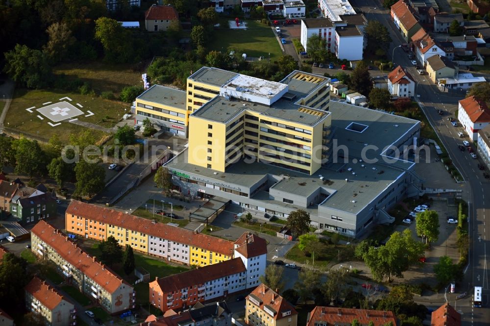 Helmstedt from above - Hospital grounds of the Clinic Helios St. Marienberg Klinik in Helmstedt in the state Lower Saxony, Germany