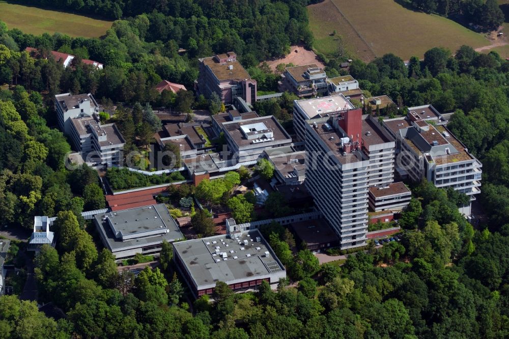 Aerial photograph Rotenburg an der Fulda - Hospital grounds of the Clinic Herz-Kreislauf-Zentrum Klinikum in Rotenburg an der Fulda in the state Hesse, Germany
