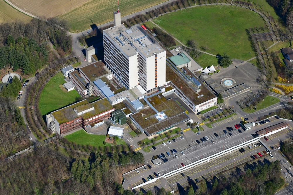 Aerial photograph Binningen - Hospital grounds of the Clinic Kantonsspital Baselland Bruderholz in Binningen in the canton Basel-Landschaft, Switzerland