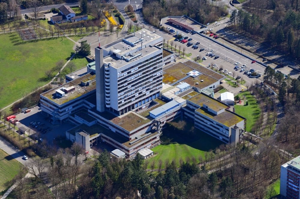 Aerial image Binningen - Hospital grounds of the Clinic Kontonsspital Bruderholz Basellond in Binningen in the canton Basel-Landschaft, Switzerland