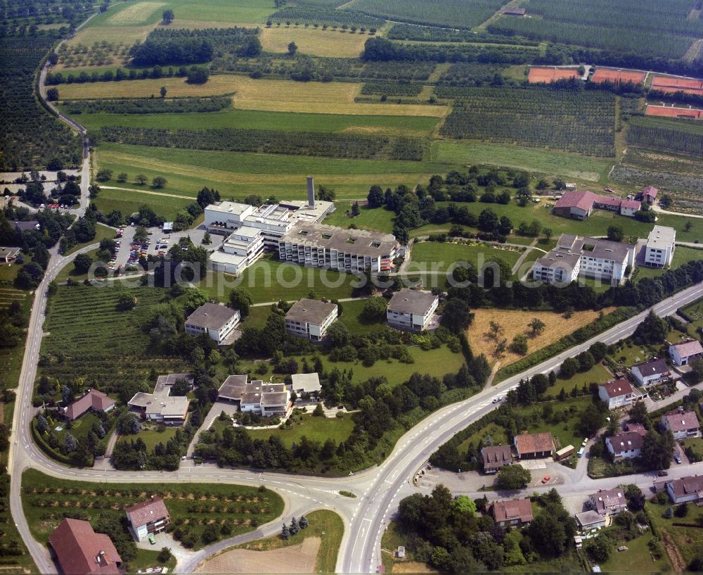 Tettnang from above - Hospital grounds of the Clinic Klinik Tettnang in Tettnang in the state Baden-Wurttemberg, Germany