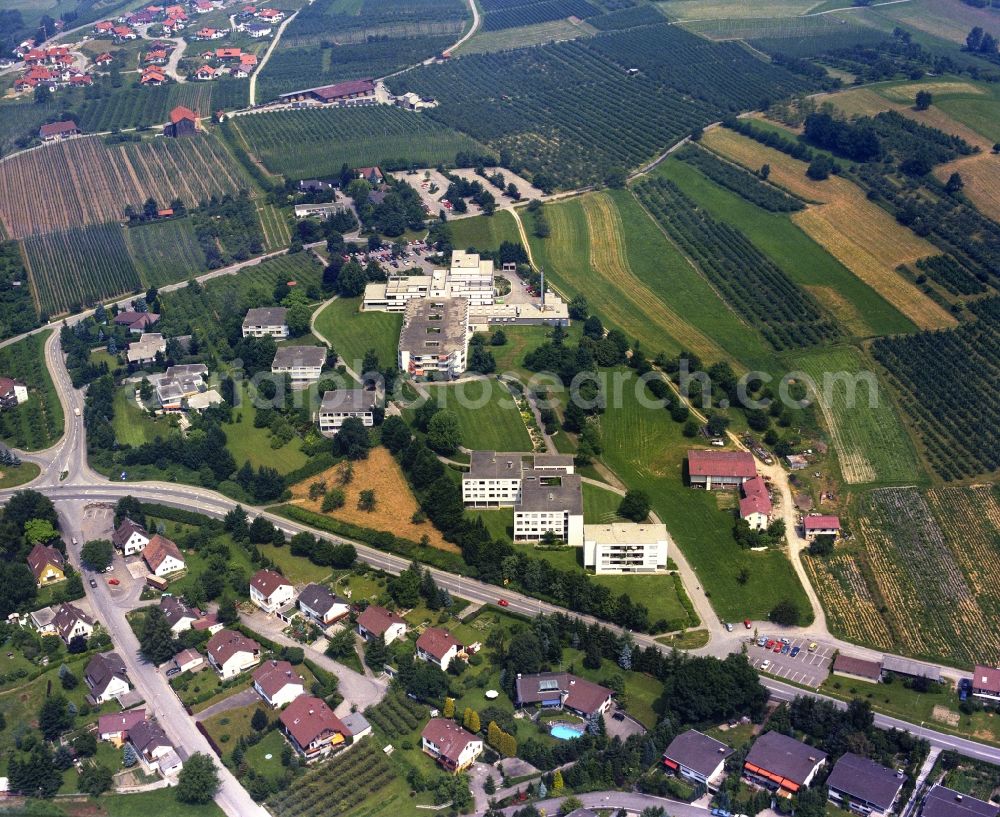 Aerial image Tettnang - Hospital grounds of the Clinic Klinik Tettnang in Tettnang in the state Baden-Wurttemberg, Germany