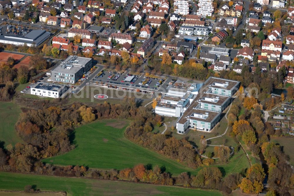 Aerial image Forchheim - Hospital grounds of the Clinic Klinikum Forchheim of Vereinigten Pfruenofstiftung on Krankenhausstrasse in Forchheim in the state Bavaria, Germany