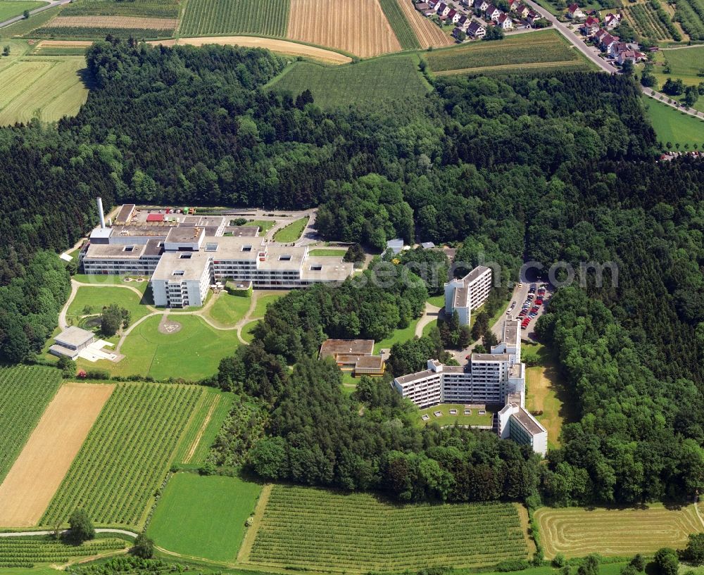 Aerial photograph Friedrichshafen - Hospital grounds of the Clinic Klinikum Friedrichshafen in the district Manzell in Friedrichshafen in the state Baden-Wuerttemberg, Germany