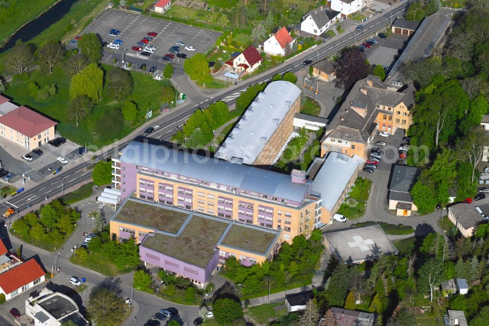 Sondershausen from the bird's eye view: Hospital grounds of the Clinic KMG Kliniken in the district Bendeleben in Sondershausen in the state Thuringia, Germany