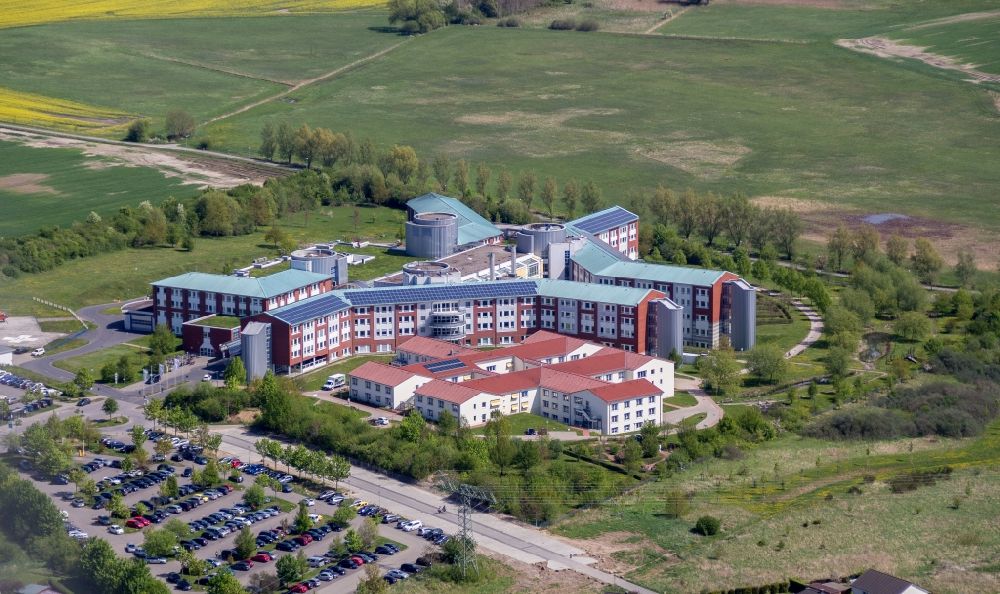 Aerial image Güstrow - Clinic of the hospital grounds KMG Klinikum in Guestrow in the state Mecklenburg - Western Pomerania