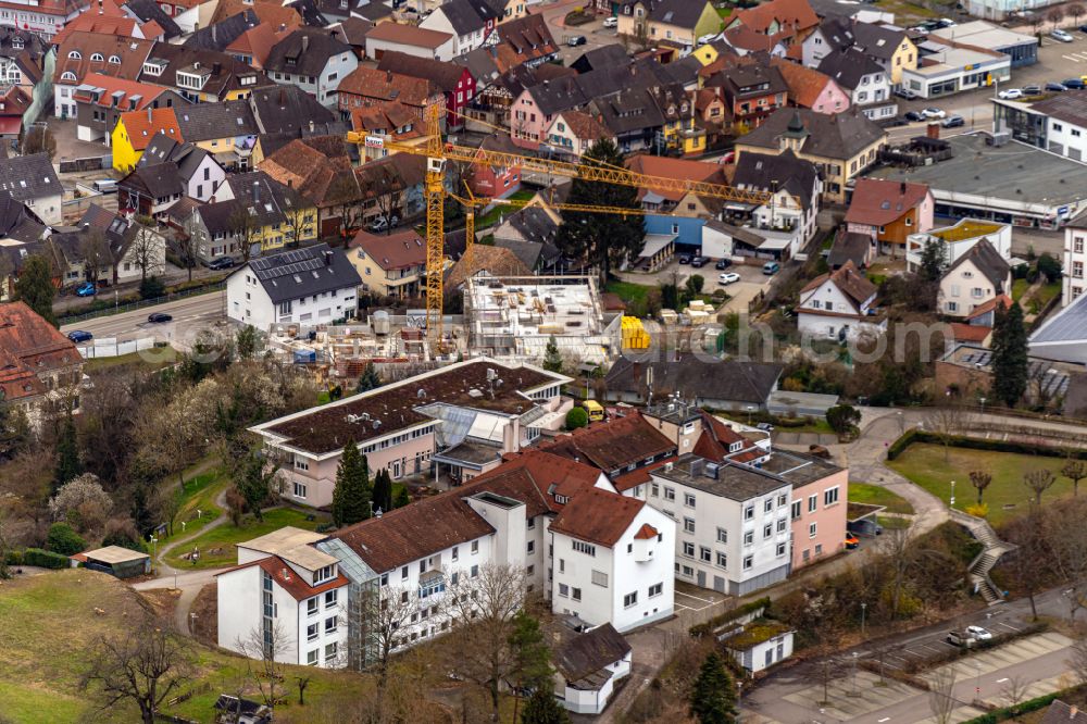 Aerial image Ettenheim - Hospital grounds of the Clinic Kreiskrankenhaus Ortenauklinik in Ettenheim in the state Baden-Wurttemberg, Germany