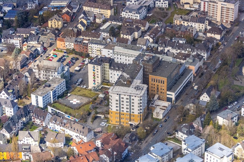 Aerial photograph Siegen - Hospital grounds of the Clinic St. Marien-Krankenhaus on the Kampenstrasse in Siegen on Siegerland in the state North Rhine-Westphalia, Germany