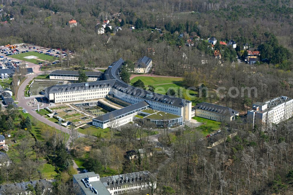Aerial photograph Halle (Saale) - Hospital grounds of the Clinic Martha-Maria on Roentgenstrasse in the district Doelau in Halle (Saale) in the state Saxony-Anhalt, Germany