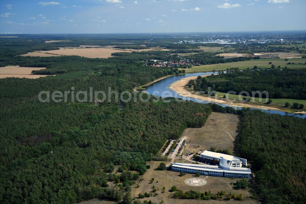 Coswig (Anhalt) from the bird's eye view: Hospital grounds of the Clinic MediClin Herzzentrum Coswig Lerchenfeld in the district Dueben in Coswig (Anhalt) in the state Saxony-Anhalt, Germany