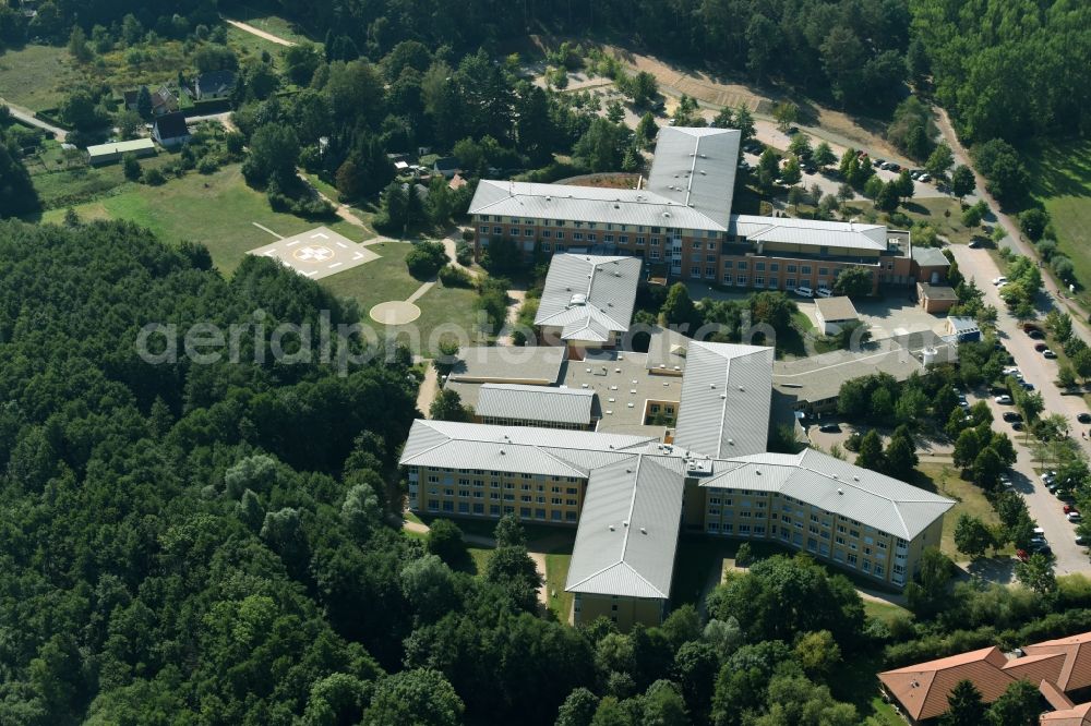Aerial photograph Plau am See - Hospital grounds of the Clinic MediClin Krankenhaus Plau am See Quetziner Strasse in Plau am See in the state Mecklenburg - Western Pomerania