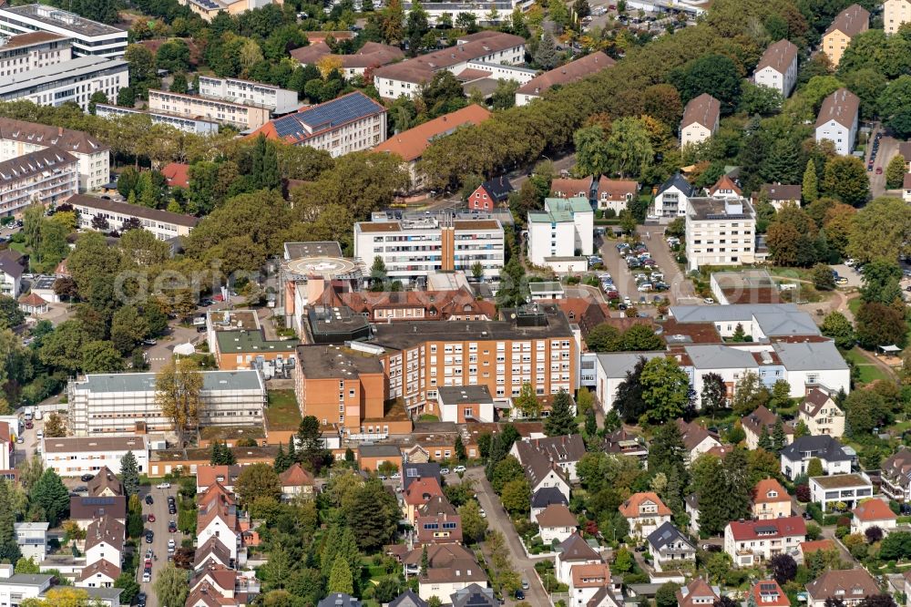 Offenburg from the bird's eye view: Hospital grounds of the Clinic Ortenauklinik in Offenburg in the state Baden-Wurttemberg, Germany