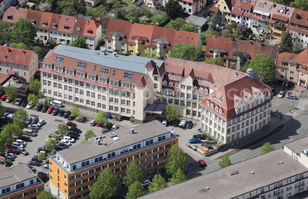 Aerial image Erfurt - Hospital grounds of the Clinic Polyklinik on Melchendorfer Strasse in the district Daberstedt in Erfurt in the state Thuringia, Germany