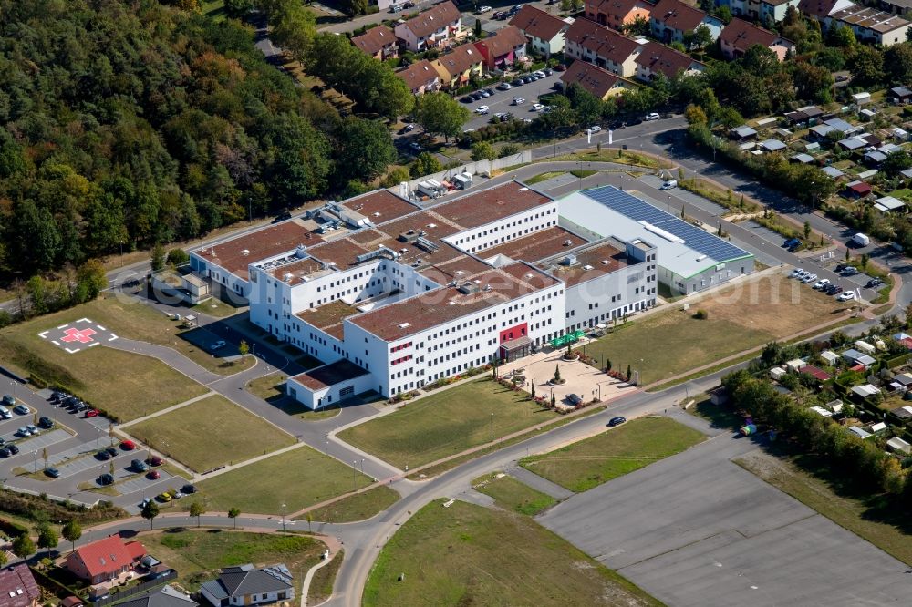 Aerial photograph Wertheim - Hospital grounds of the Clinic Rotkreuzklinik Wertheim on Rotkreuzstrasse in the district Wartberg in Wertheim in the state Baden-Wurttemberg, Germany