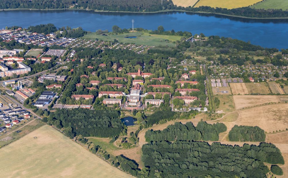 Aerial photograph Neuruppin - Hospital grounds of the Clinic Ruppiner Kliniken in Neuruppin in the state Brandenburg