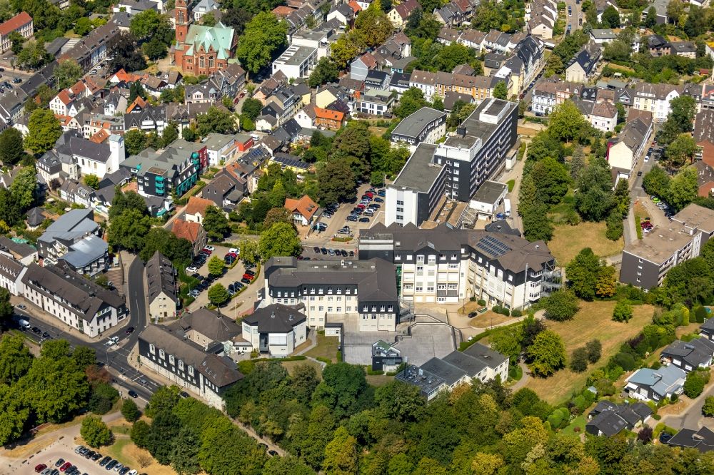 Aerial image Werden - Hospital grounds of the Clinic Sankt Josef Essen-Werden in Werden in the state North Rhine-Westphalia, Germany