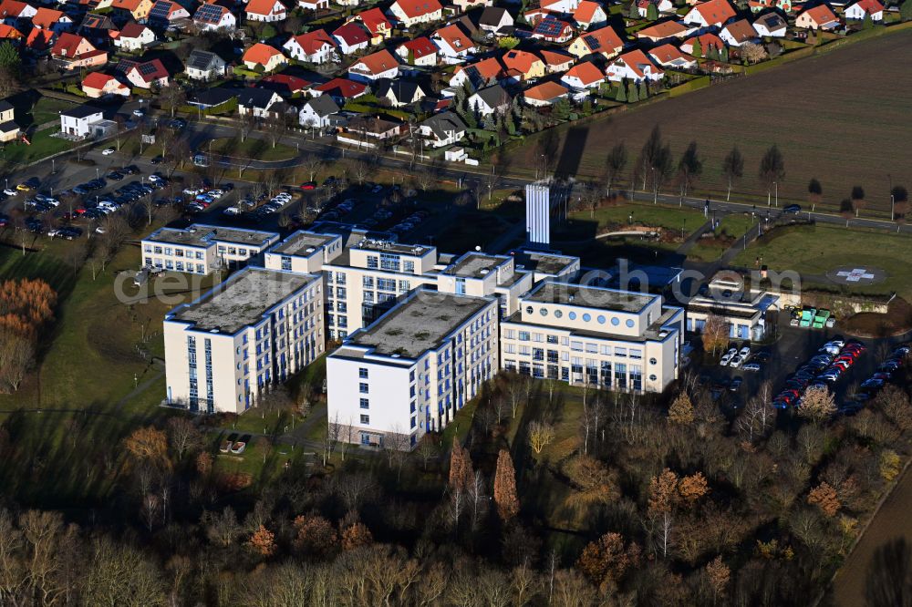 Zeitz from above - Hospital grounds of the Clinic SRH Klinikum Zeitz on street Lindenallee in Zeitz - Burgenlandkreis in the state Saxony-Anhalt, Germany