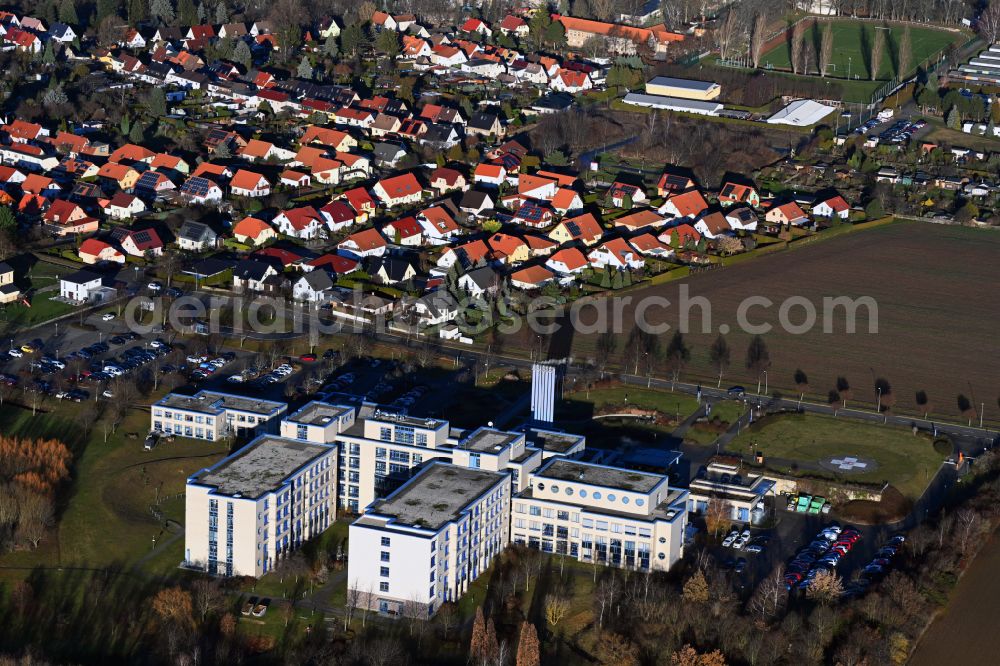 Zeitz from the bird's eye view: Hospital grounds of the Clinic SRH Klinikum Zeitz on street Lindenallee in Zeitz - Burgenlandkreis in the state Saxony-Anhalt, Germany
